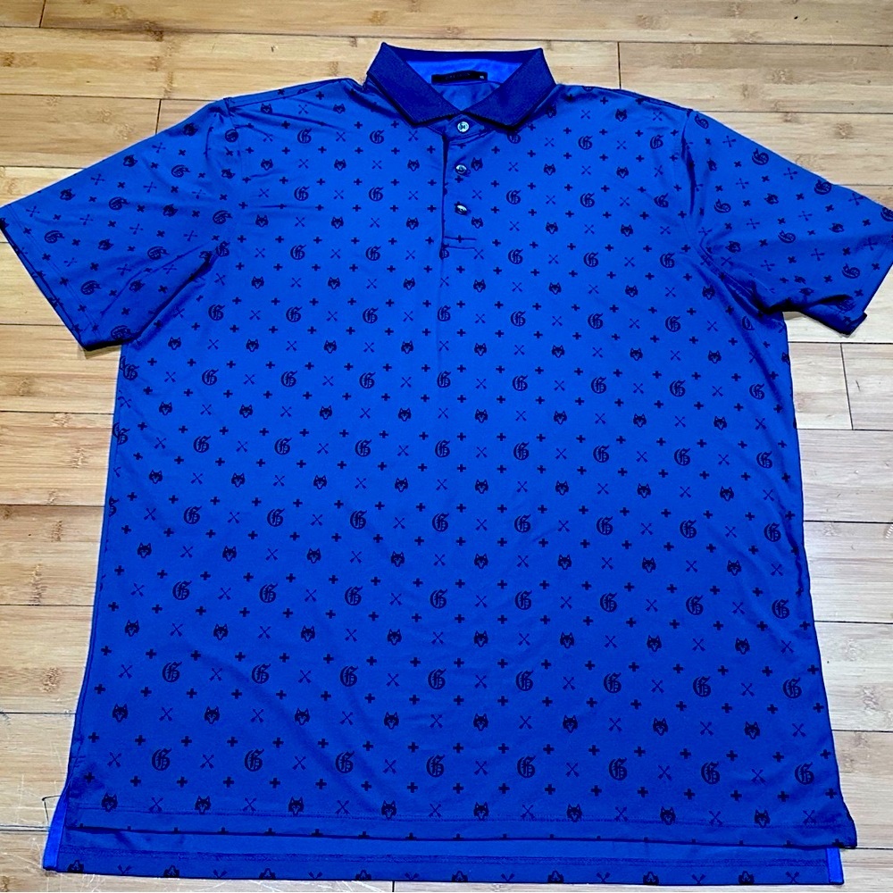 Rare Grayson G.O.A.T. Tennis Polo Performance Golf Shirt Size XL AOP Blue
